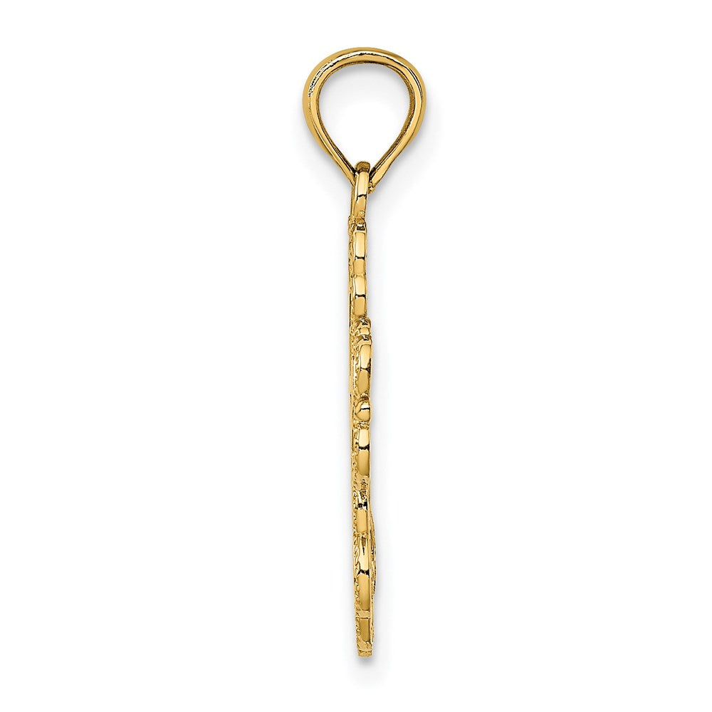 14K Beaded Lace Trim Cross Charm