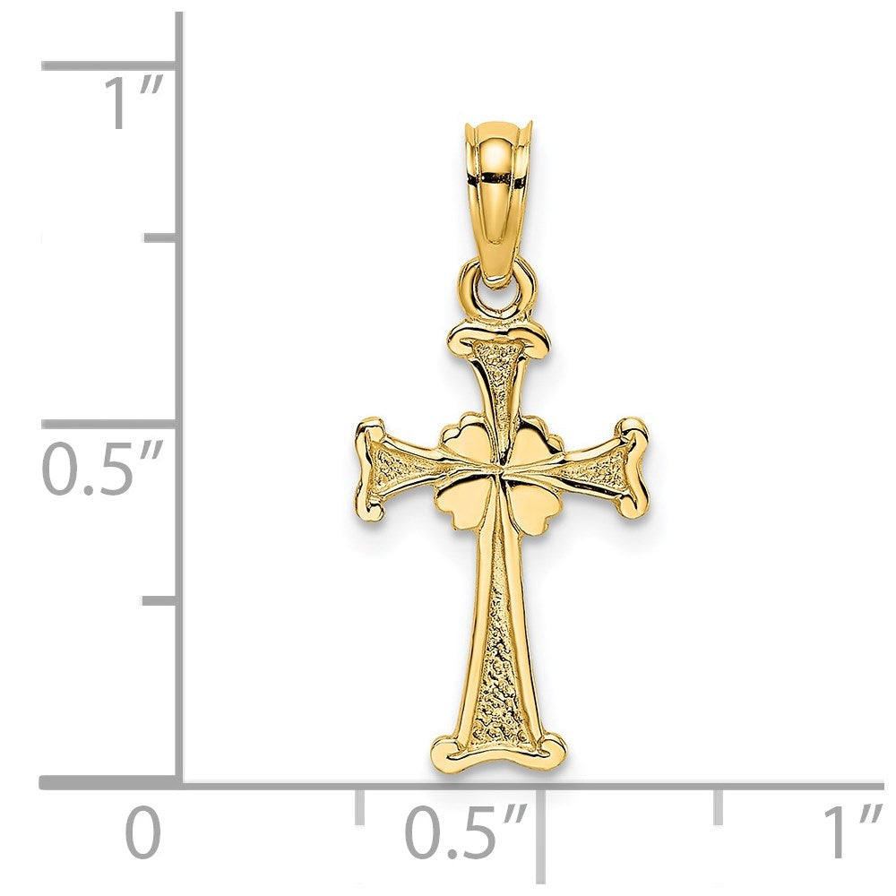 14K 4-Leaf Clover Cross Charm