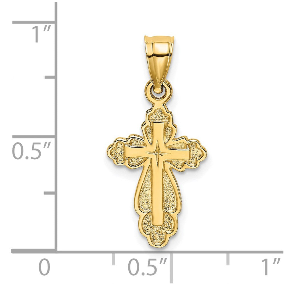 14K Solid Polished and Textured Cross Charm