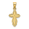 14K Solid Polished and Textured Cross Charm