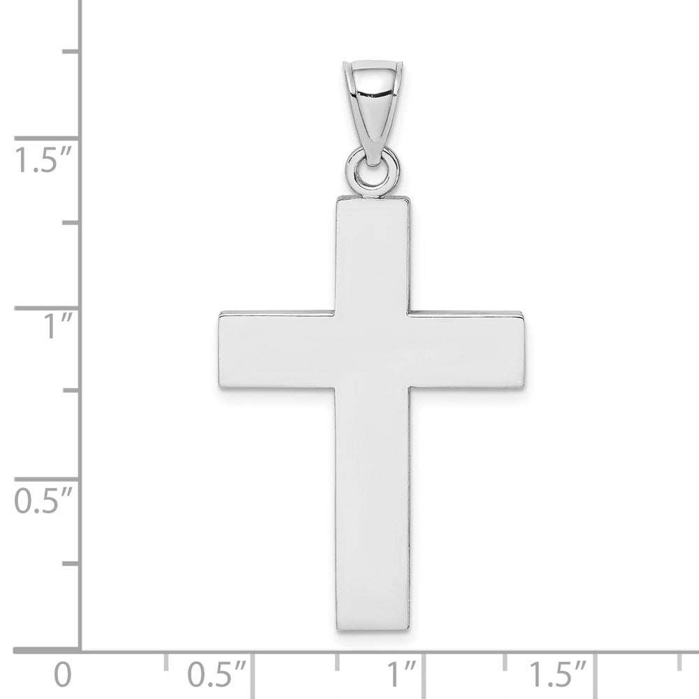 14K White Gold Large Block Cross w/Open Back Charm