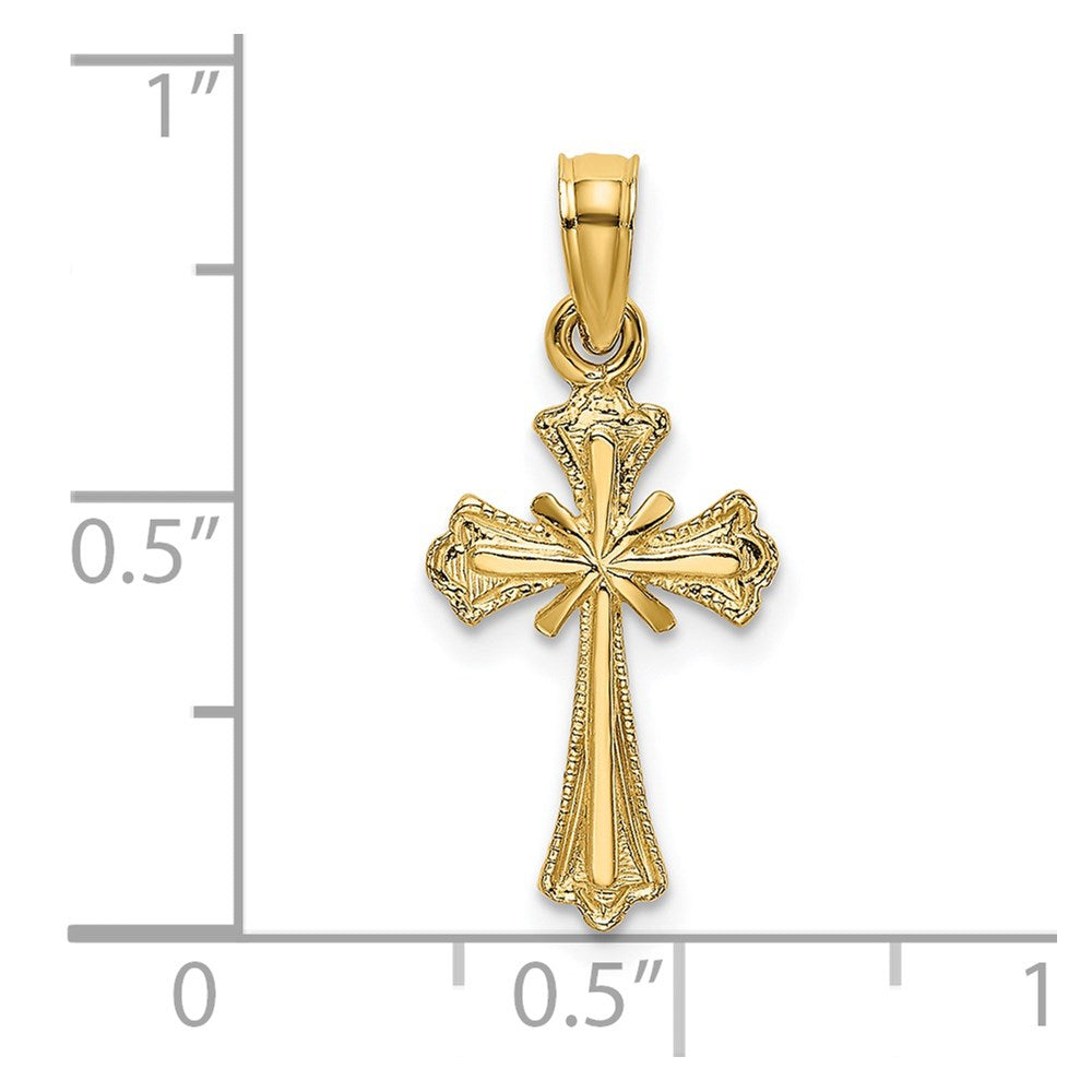 14K Engraved Small Cross w/ X Center Charm