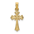 14K Engraved Small Cross w/ X Center Charm