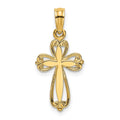 14K Polished and Cut-Out Engraved Cross Charm