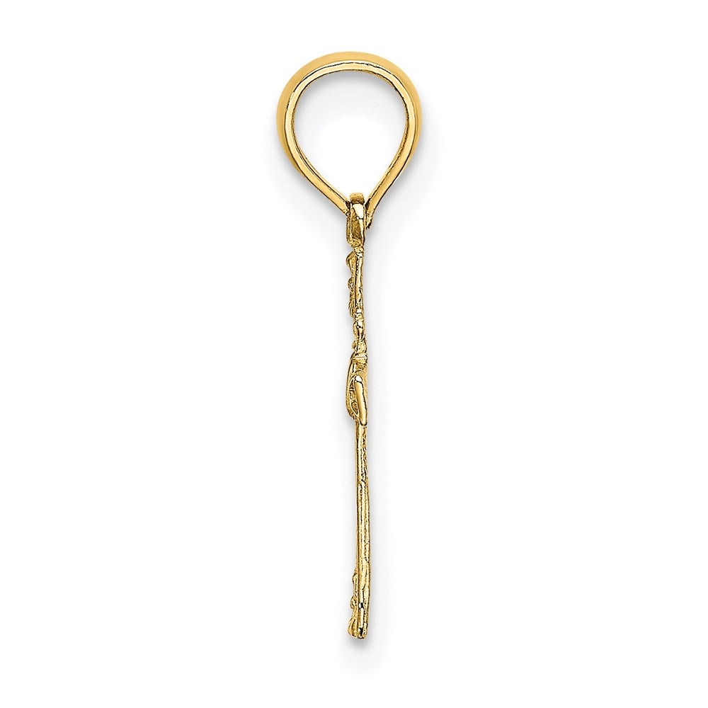 14K Textured Mini Cross w/ Heart Charm