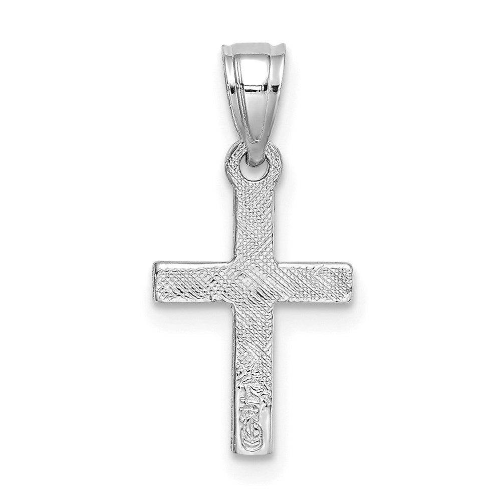 14K White Gold Diamond Shape Center Mini Cross Charm