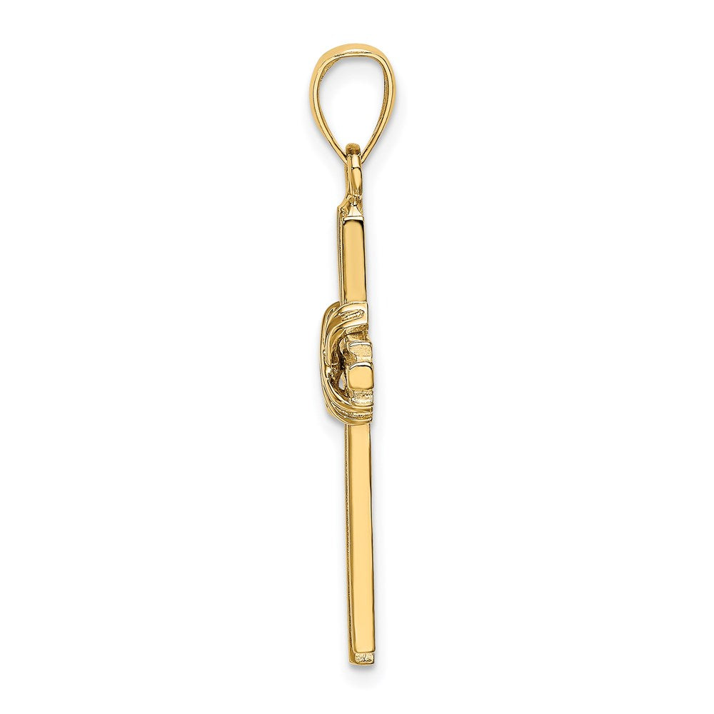 14K Beaded Center Design Cross Charm