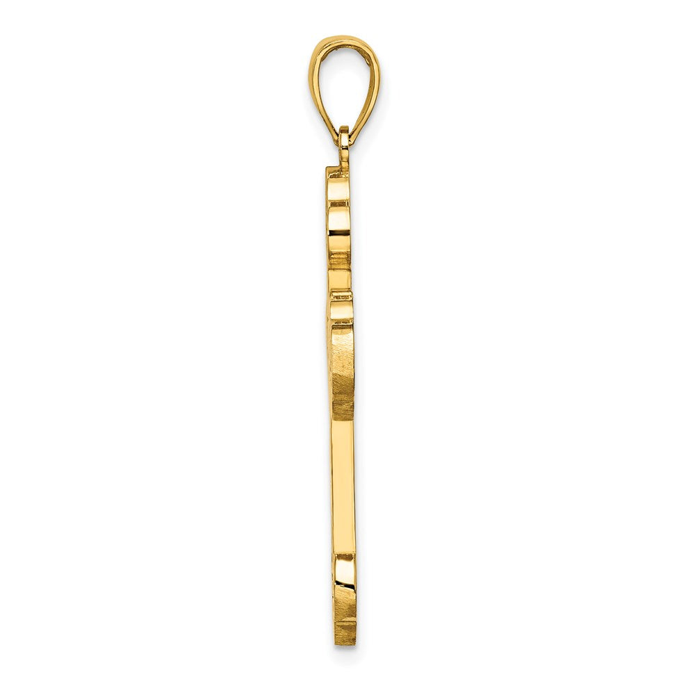 14K Scroll Cross W/ Sunburst Center Charm
