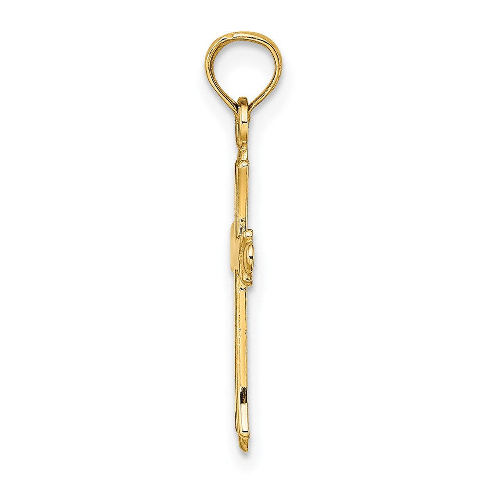 14K 2-D Polished Cross Charm