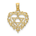 14K Textured Star Of David In Heart Charm