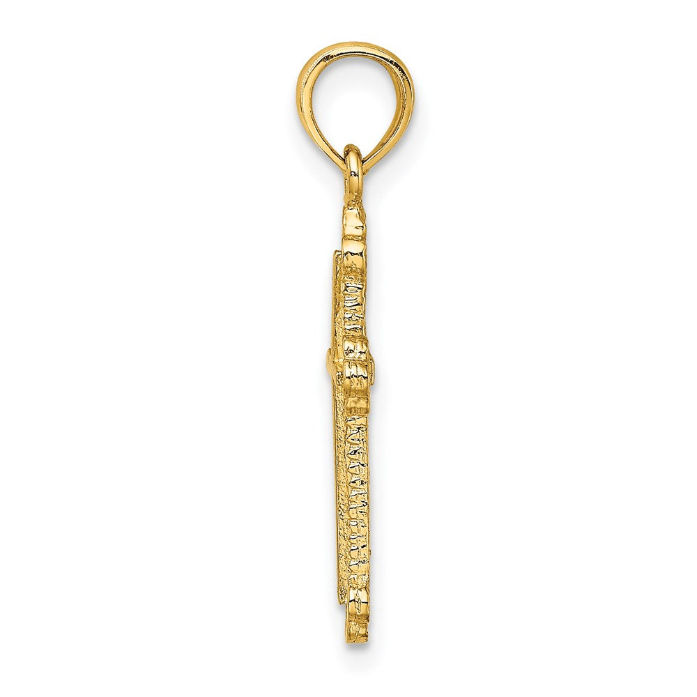 14K Cross W/ Spade Tip Edges Charm