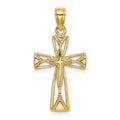 14K Polished Cut-Out Design Cross Charm