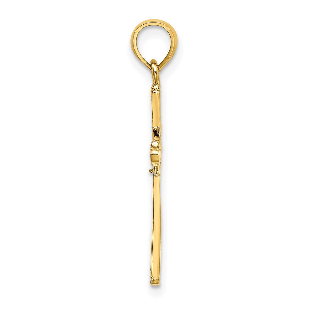 14K Polished w/ X Center Cross Charm