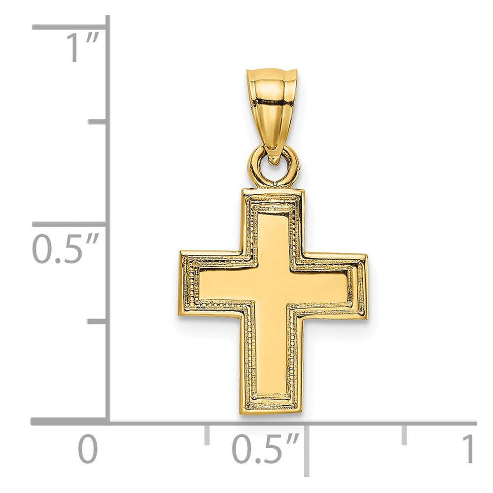 14K Polished and Textured Cross Charm
