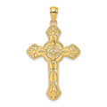 14K Textured Crucifix W/ Arrow Charm