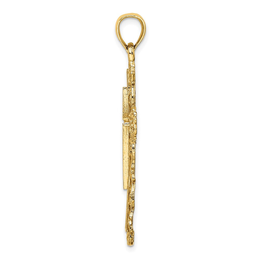 14K Cross W/ Lace Trim Charm