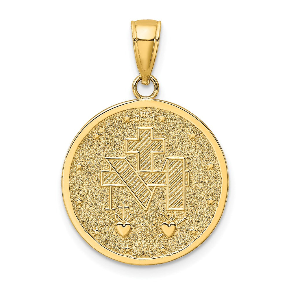 14K Polished and Satin Miraculous Medal Charm