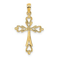14K Cross Cut-Out w/ Heart Ends Charm