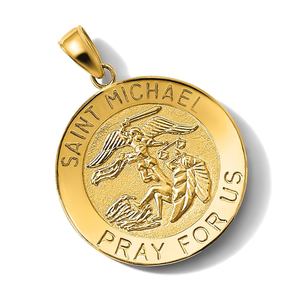 14K Polished / Satin Saint Michael Medal Charm