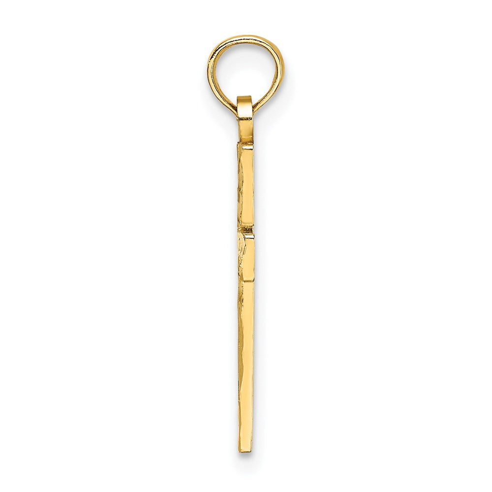 14K D/C Block Cross Charm