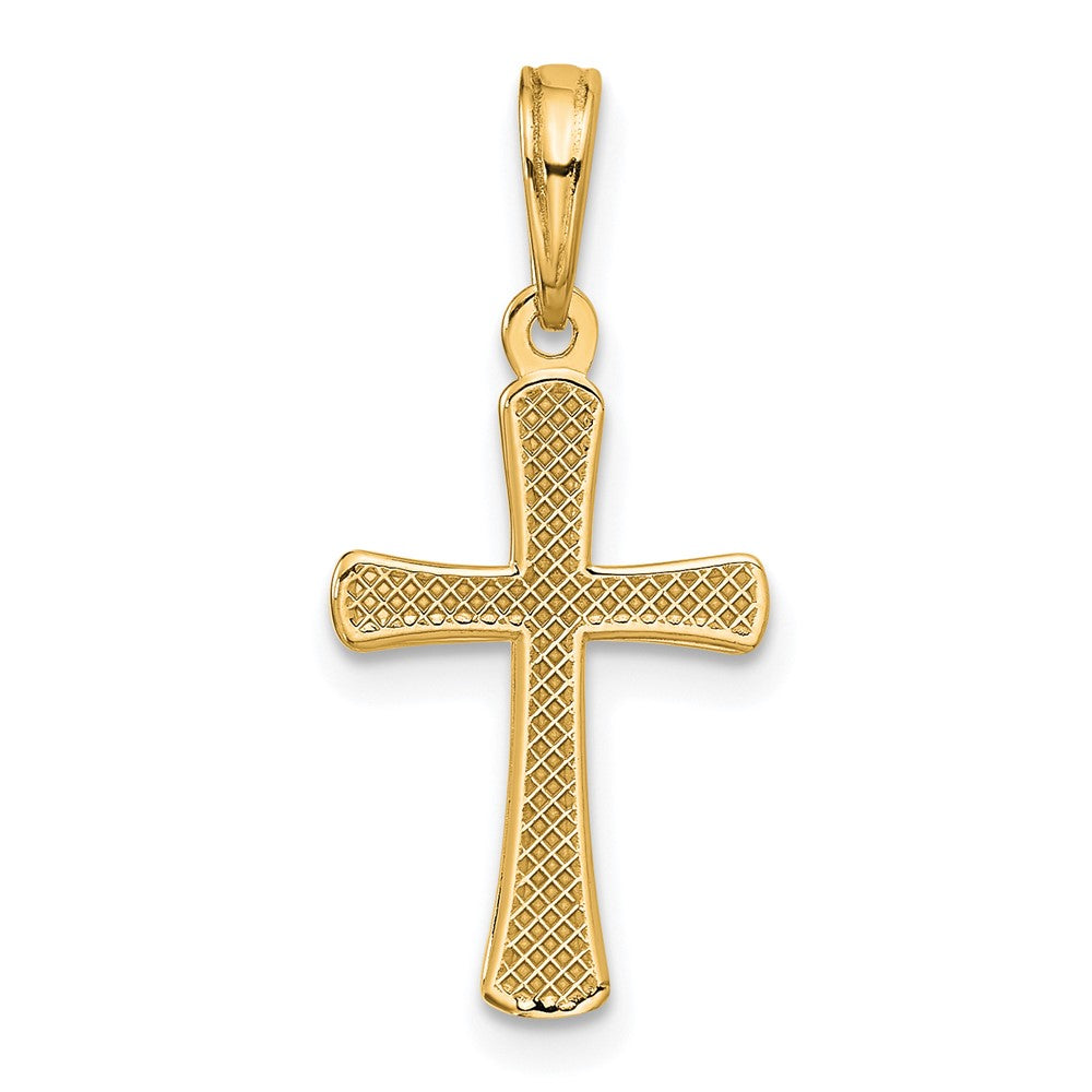 14K Polished Beveled Cross w/ Round Tips Charm