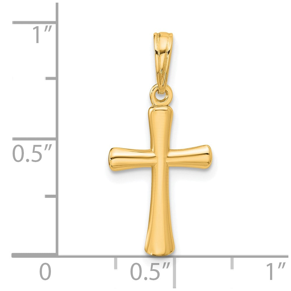 14K Polished Beveled Cross w/ Round Tips Charm