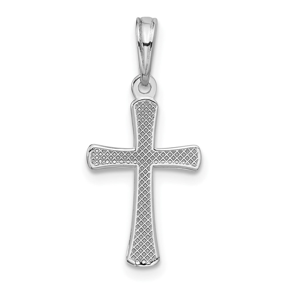 10K White Gold Polished Beveled Cross w/ Round Tips Charm