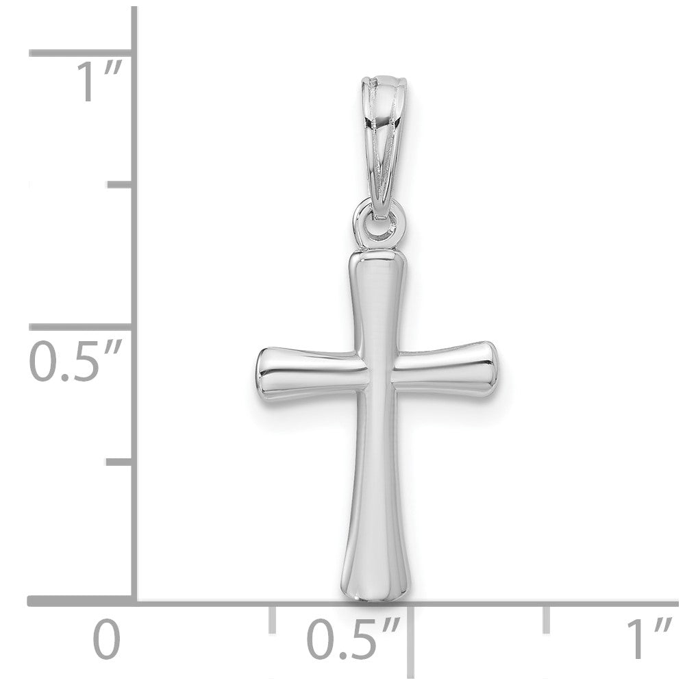10K White Gold Polished Beveled Cross w/ Round Tips Charm