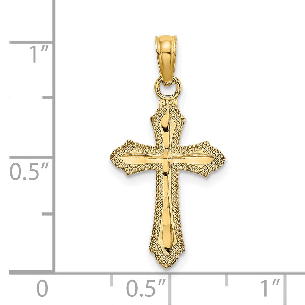 14K D/C w/ Beaded Edge Cross Charm