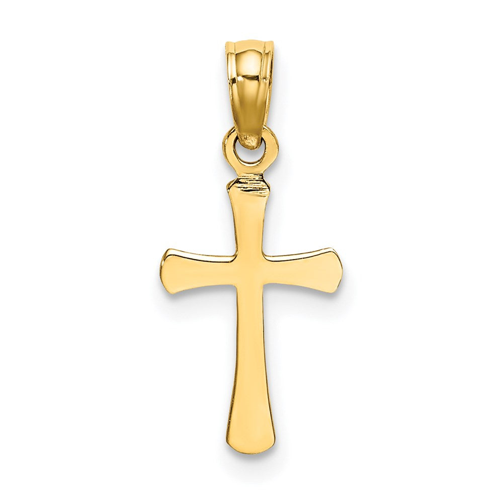 14K Polished Beveled Cross w/ Round Tips Charm
