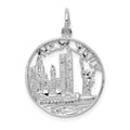 14k White Gold Solid Polished NEW YORK Skyline Charm