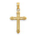14K Polished w/ Scroll Design Cross Charm