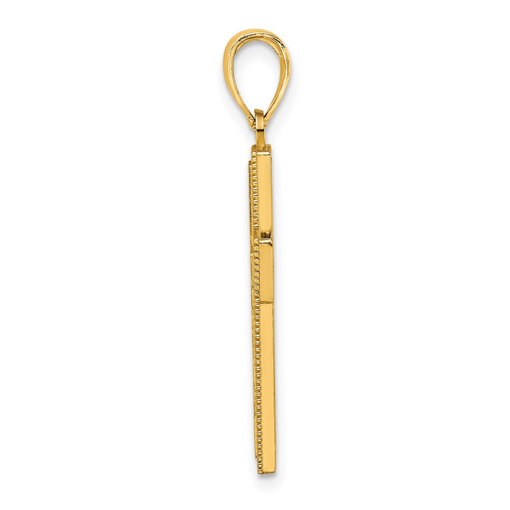 14K Block Cross Charm