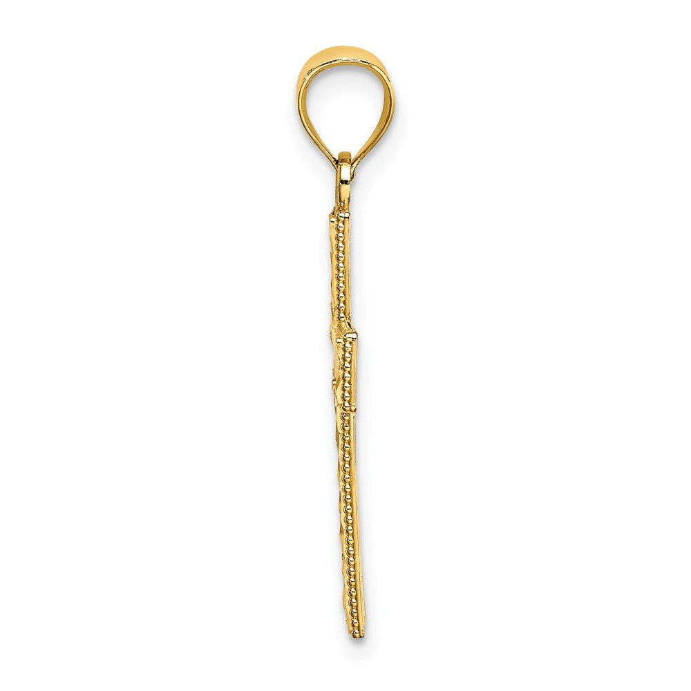 14K D/C Edge and Filigree Center Cross Charm