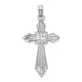14K White Gold Fancy D/C Cross Charm