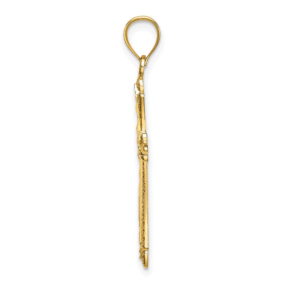 14K D/C Cross w/ Fancy Edges Charm