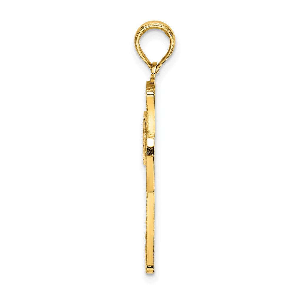 14K D/C W/Satin Edge Lattice Cross Charm