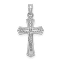 14K White Gold Crucifix W/ Beveled Edges Charm