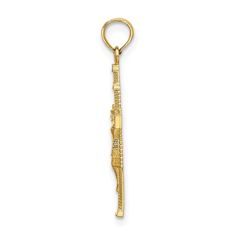 14K Beaded Accent w/ Cross Behind Crucifix Charm