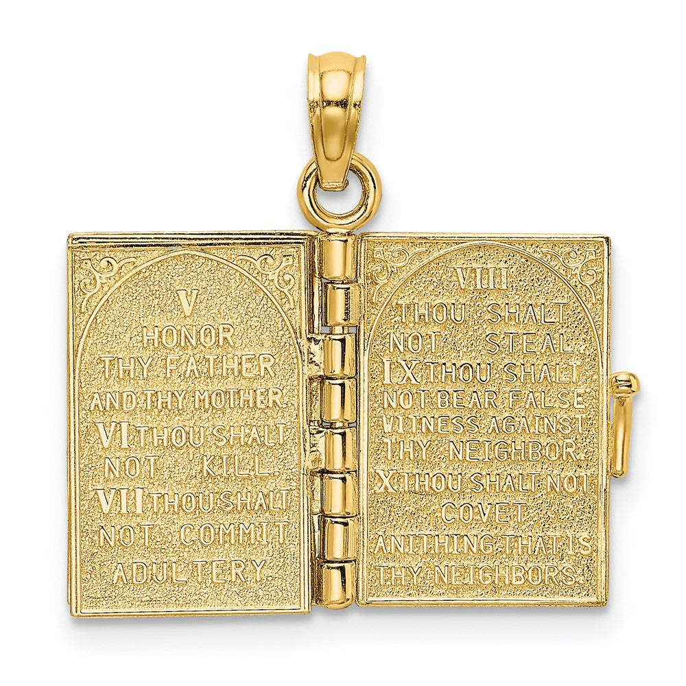 14K 3-D Moveable Hebrew Ten Commandments Book Charm