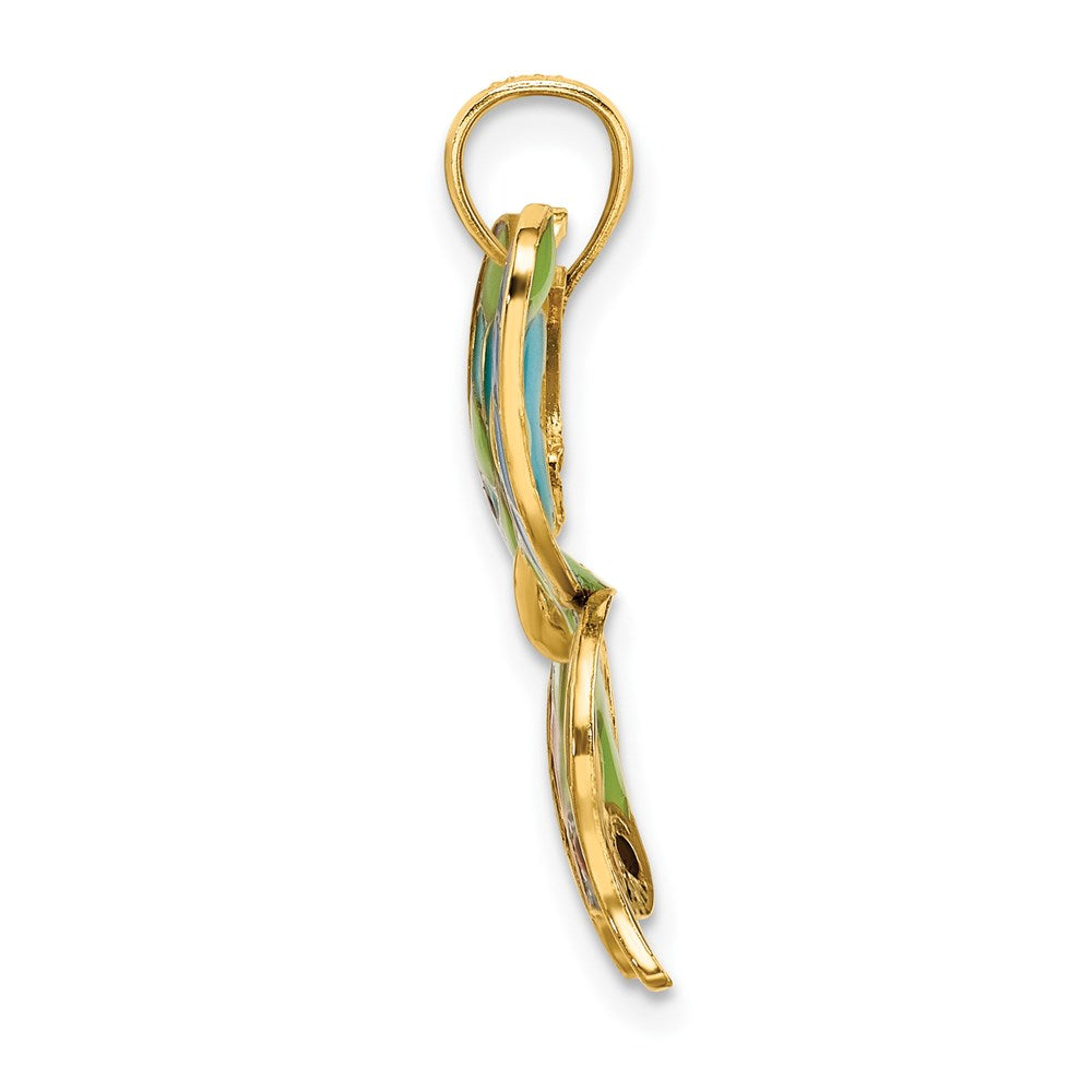 14K Enameled Butterfly Pendant
