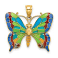 14K Enameled Butterfly Pendant