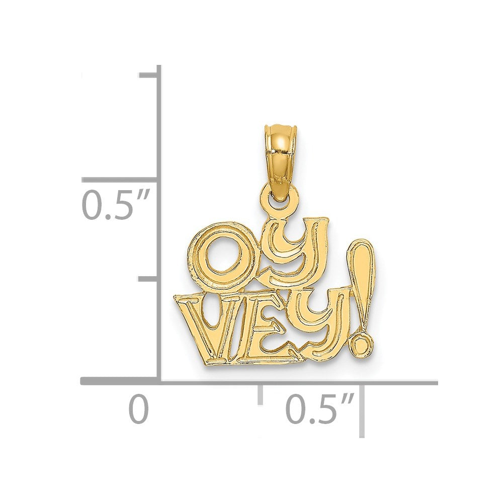14K Polished and Engraved OY VEY Charm