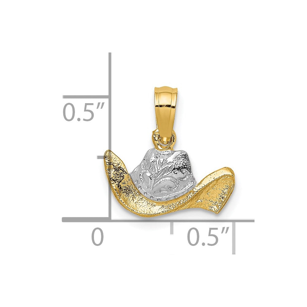 14k w/ Rhodium Cowboy Hat Charm