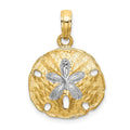 14K with White Rhodium Polished Sand Dollar Charm