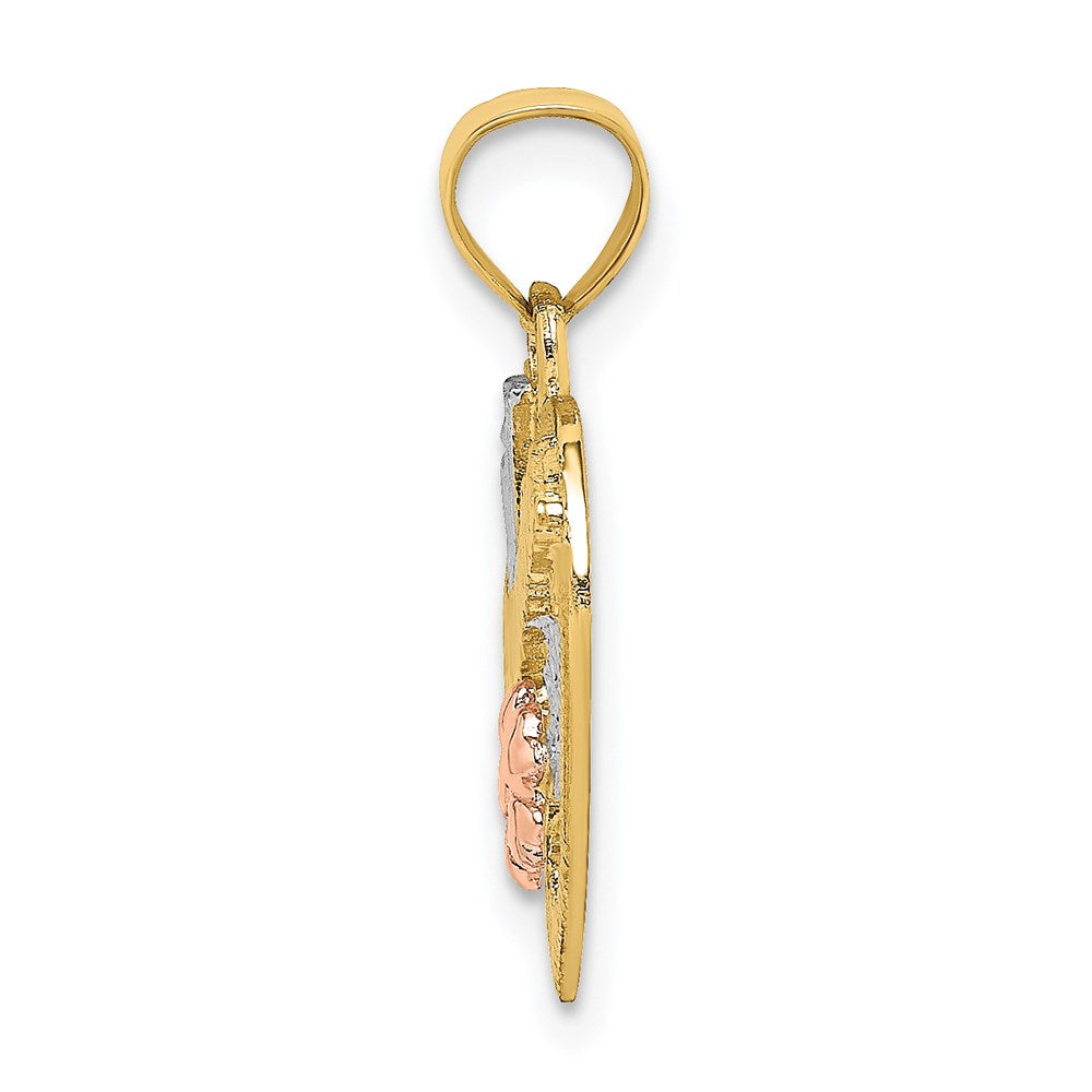 14k Two-tone White Rhodium #1 GRANDMA In Heart Charm