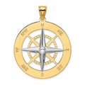 14k Two-tone Nautical Compass White Needle Charm