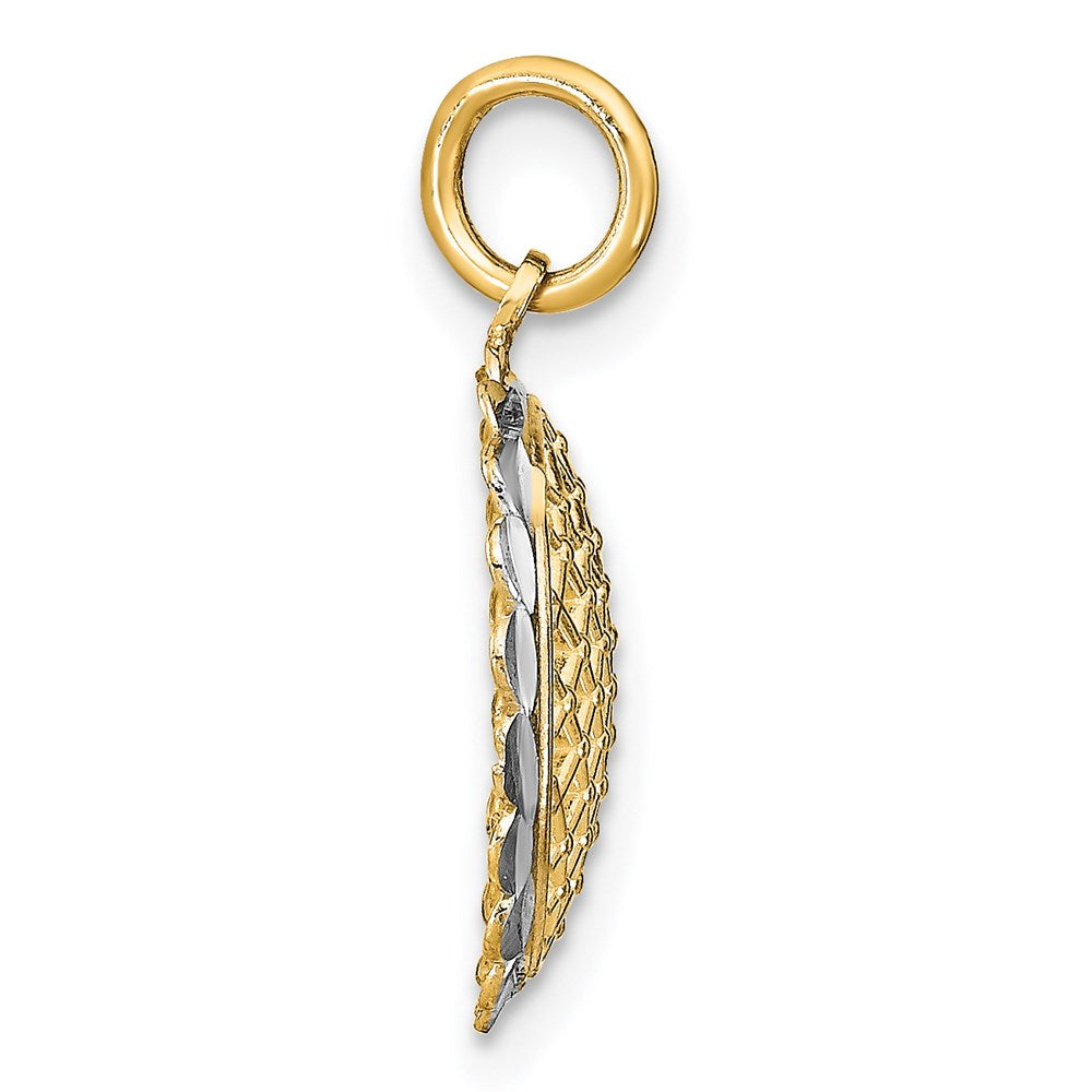 14K w/Rhodium D/C Sunflower Pendant Charm