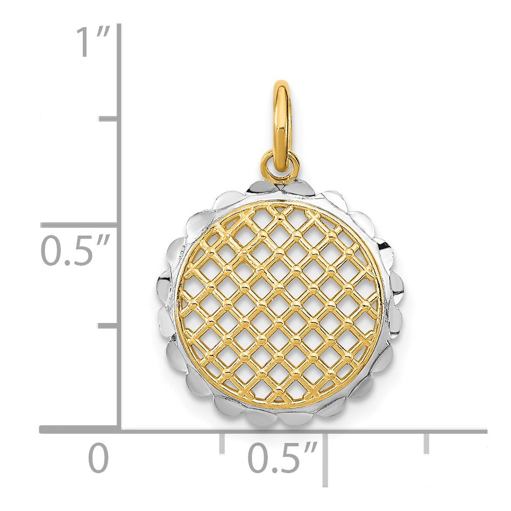 14K w/Rhodium D/C Sunflower Pendant Charm