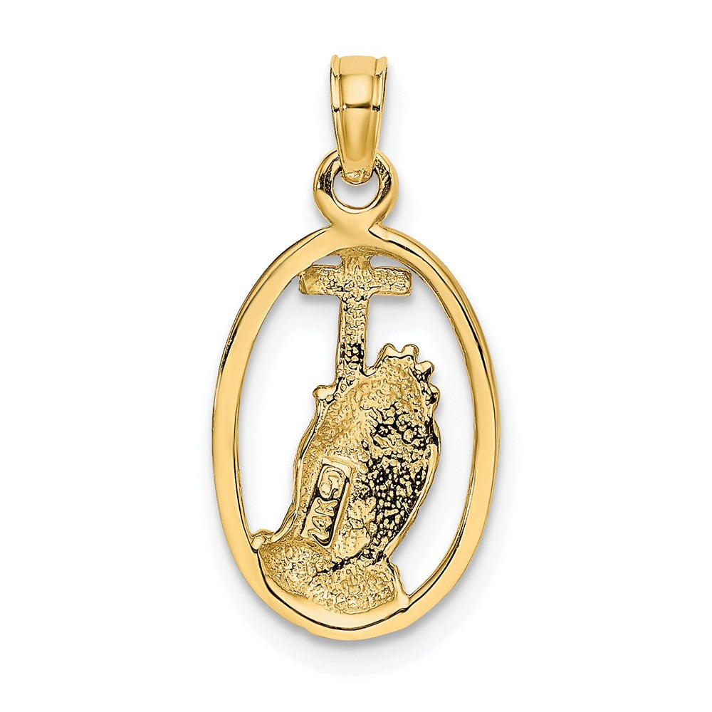 14K W/ Rhodium Praying Hands and Cross Charm